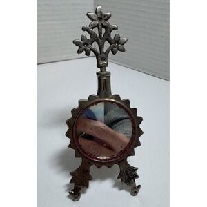 Vintage brass silver plate Mirror Kohl eyeliner 1930's Makeup Collector Antique